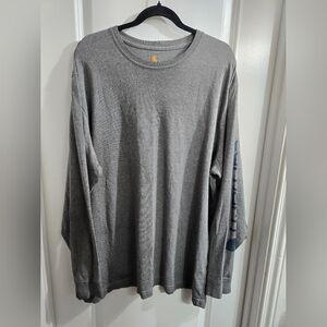 Carhartt T-Shirt Mens XL Long Sleeve Graphic Logo Crew Neck Gray K231